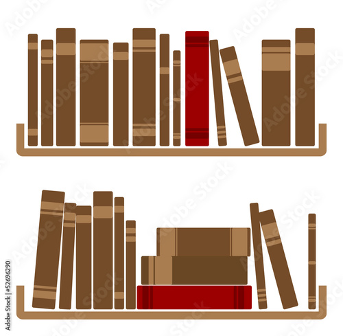 Different red Books On shelf