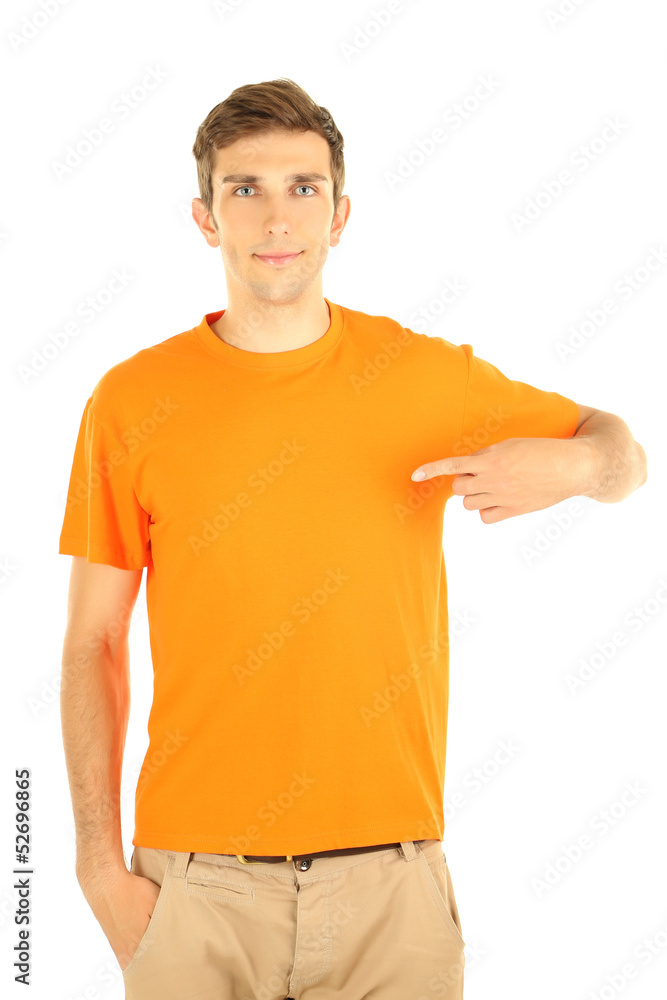 T-shirt on young man isolated on white T-shirt on young man isolated on white
