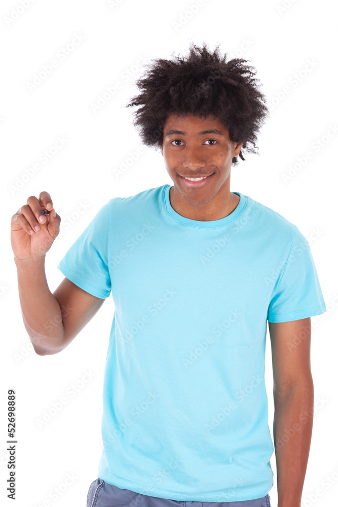 Young black teenage student men writing on the screen - African Young black teenage student men writing on the screen - African