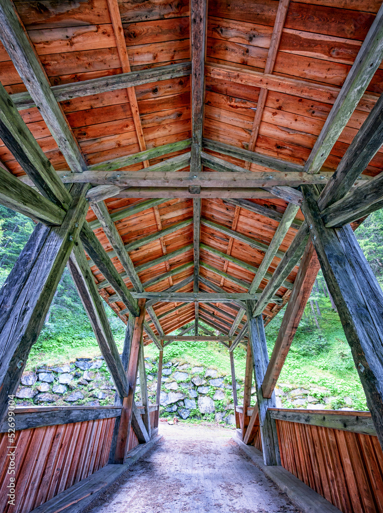 Fototapeta premium old wooden covered bridge