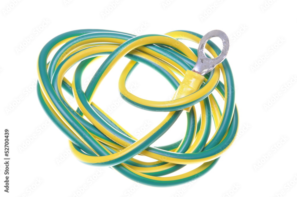 Electrical grounding cable isolated on white background Electrical grounding cable isolated on white background