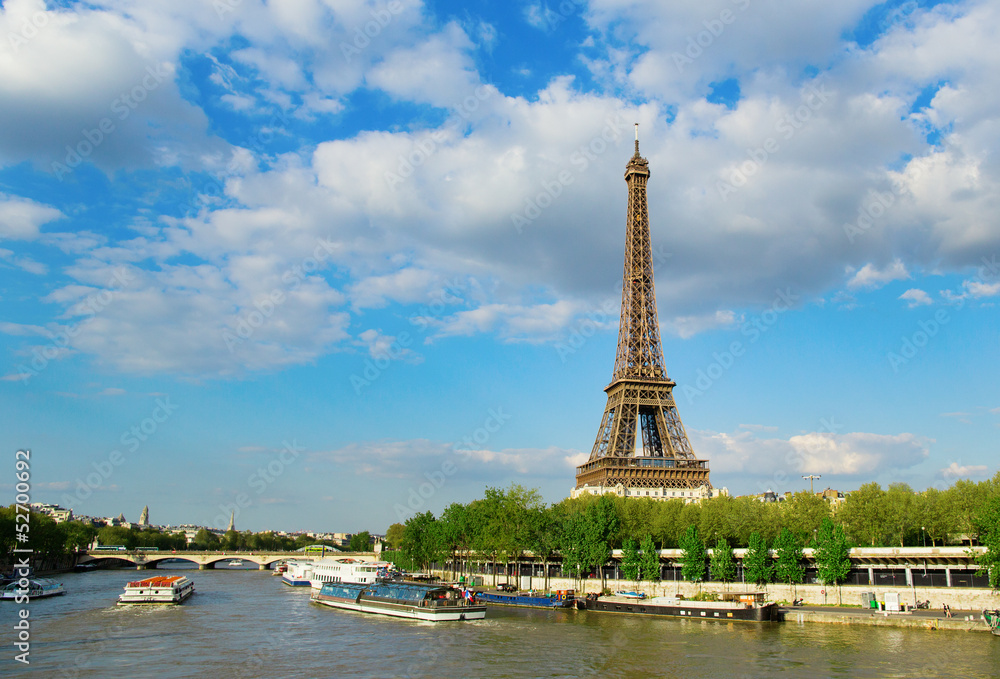 Eiffel tower across the Seine