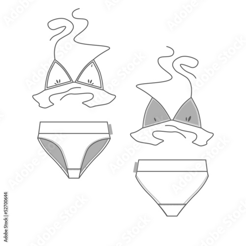 Separate bathing suit on a white background