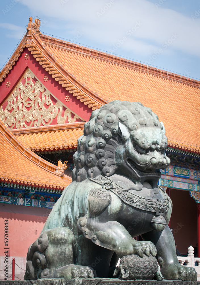 Bronze lion statue in Forbidden City, Beijing, China Bronze lion statue in Forbidden City, Beijing, China