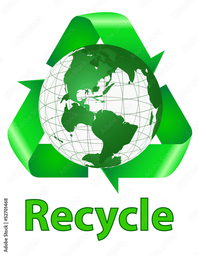 Recycle Symbol And Earth With Word Recycle Symbol And Earth With Word