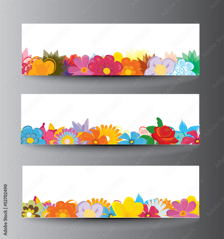 Fototapeta premium Flowers banners with place for text