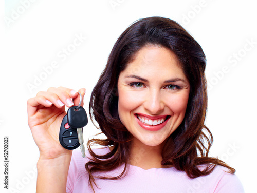 Woman with a car keys.