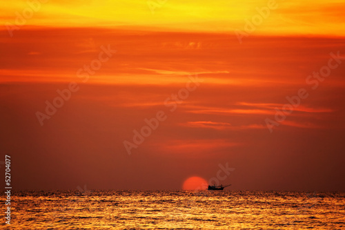 Sailing boats on a background of a beautiful sunset