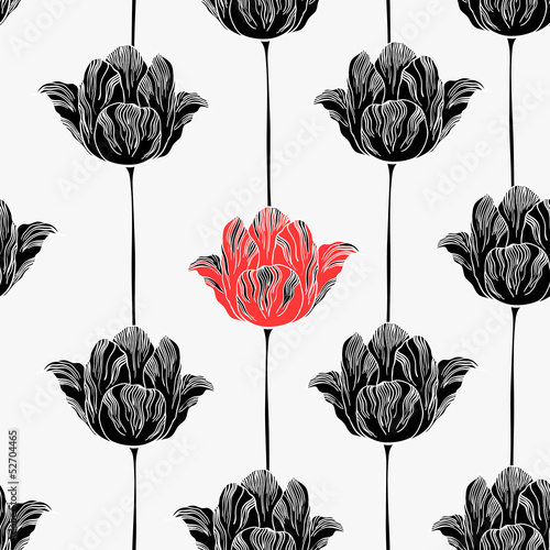 Fototapeta Naklejka Na Ścianę i Meble -  Seamless pattern with tulips.