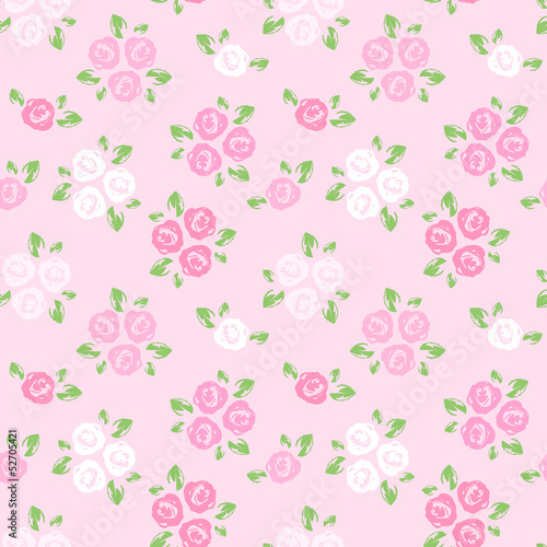 Seamless patterns with pink and white roses. Vector illustration
