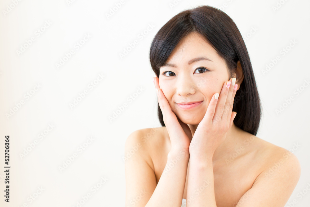 attractive asian woman skin care image