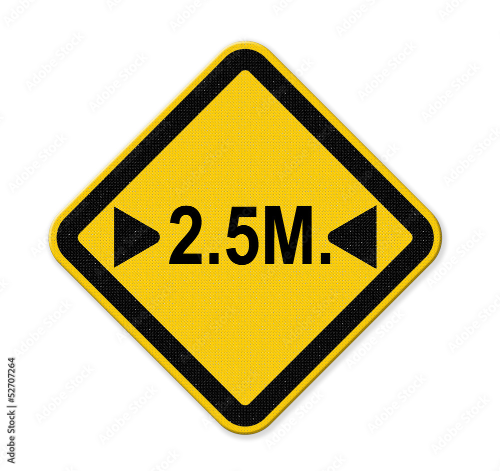 2.5 metre width limit British road sign. 2.5 metre width limit British road sign.