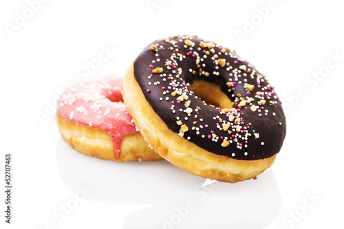 Fotografia, Obraz glazed donuts isolated on white background