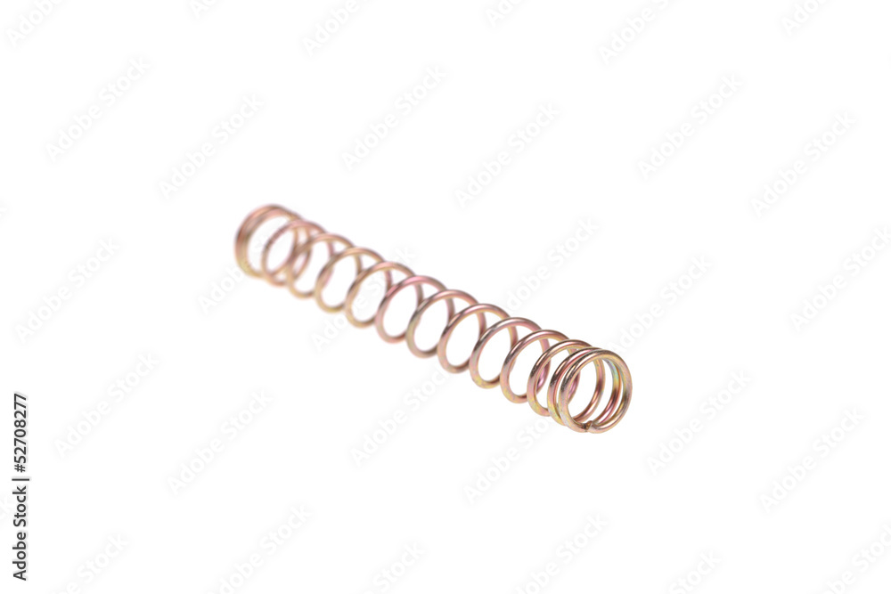 Golden spring closeup isolated on white background Golden spring closeup isolated on white background