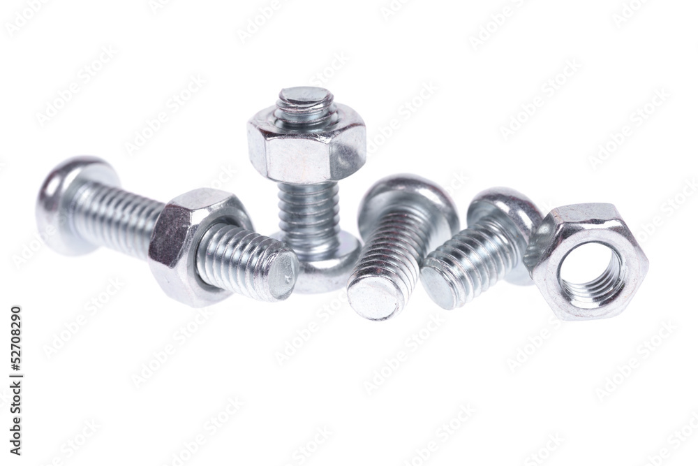 Screw and nut isolated on white background Screw and nut isolated on white background