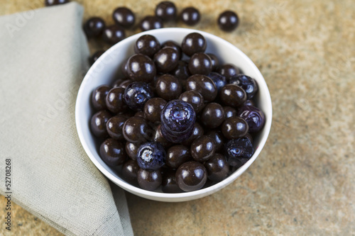 Bowl filled with Blueberries and Chocolate Balls