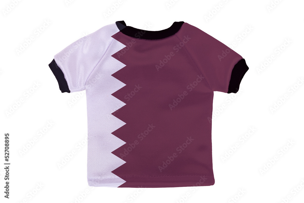 Small shirt with Qatar flag isolated on white background Small shirt with Qatar flag isolated on white background