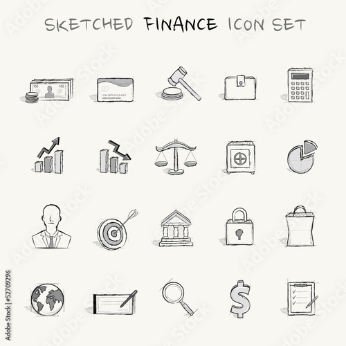Sketched finance icon set