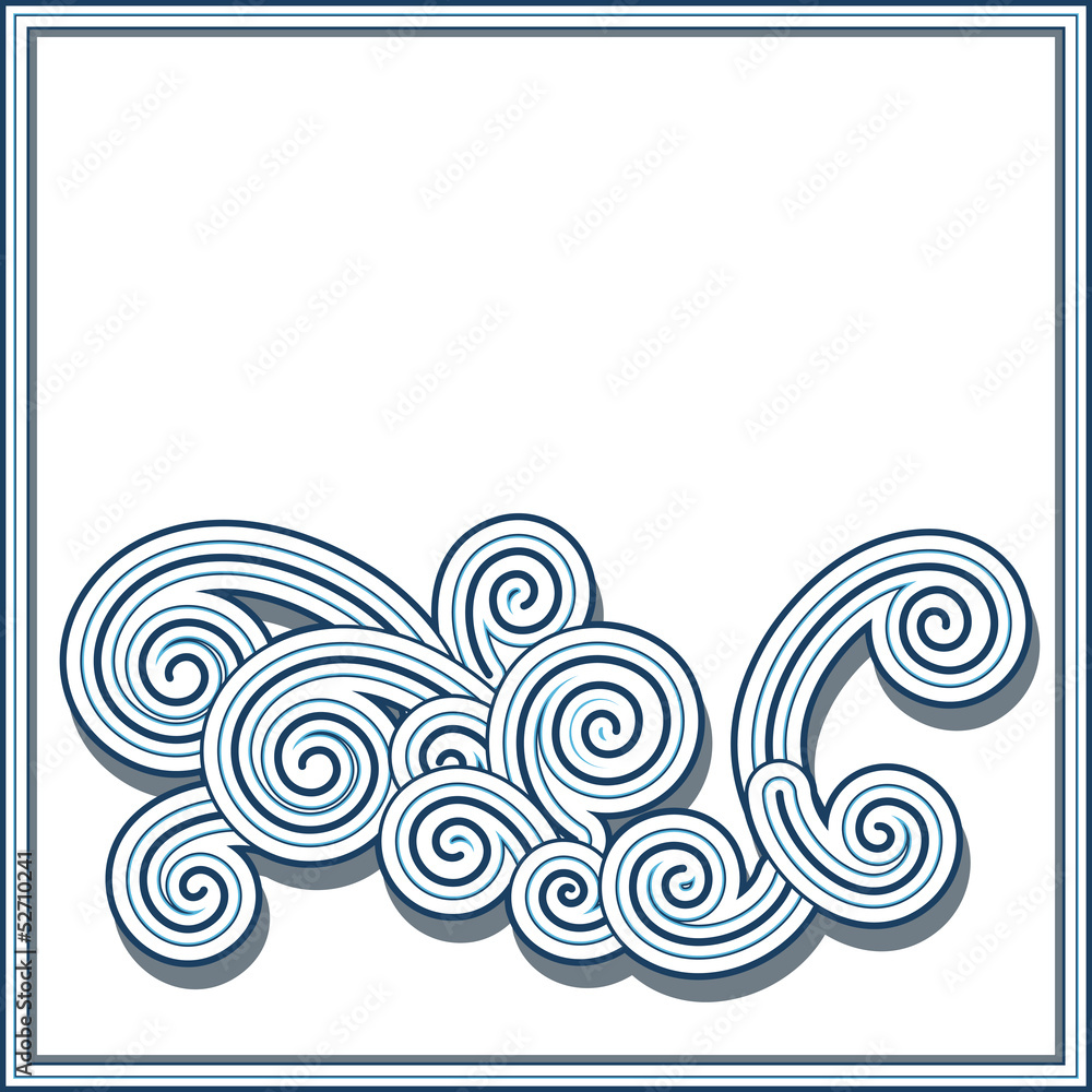 Stylized wave element, decorative swirls isolated on white Stylized wave element, decorative swirls isolated on white