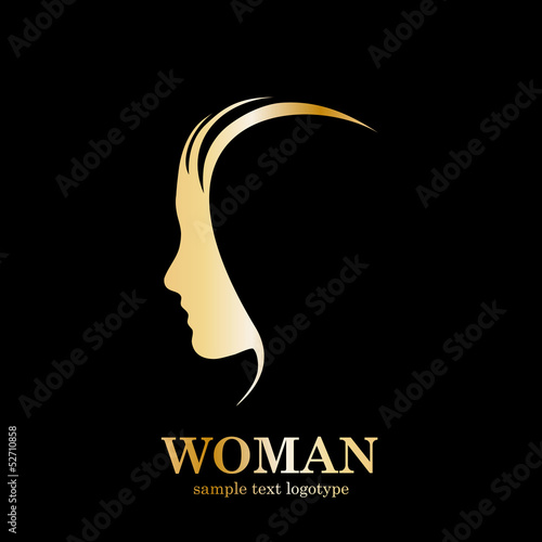 Golden Vector logo Profile of woman