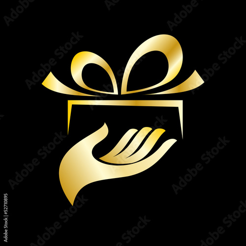 Vector golden 	Logo give a gift
