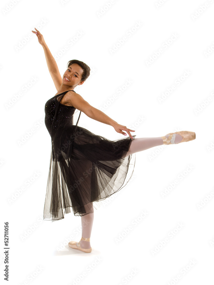 Smiling Ballerina in Arabesque