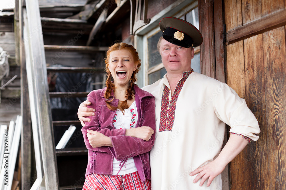 Russian couple in national costume