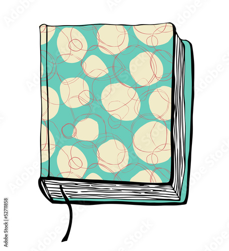 Vector illustration with hand drown turquoise cover