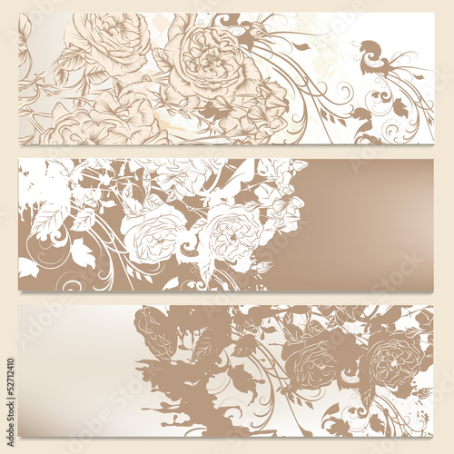 Set of wedding brochures in classic style with roses
