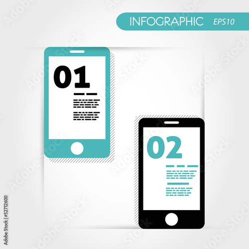 two turquoise infographic mobile phones