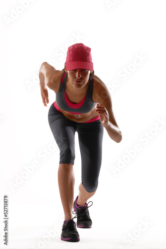 Mujer atlética en forma.Mujer corriendo,trotando.