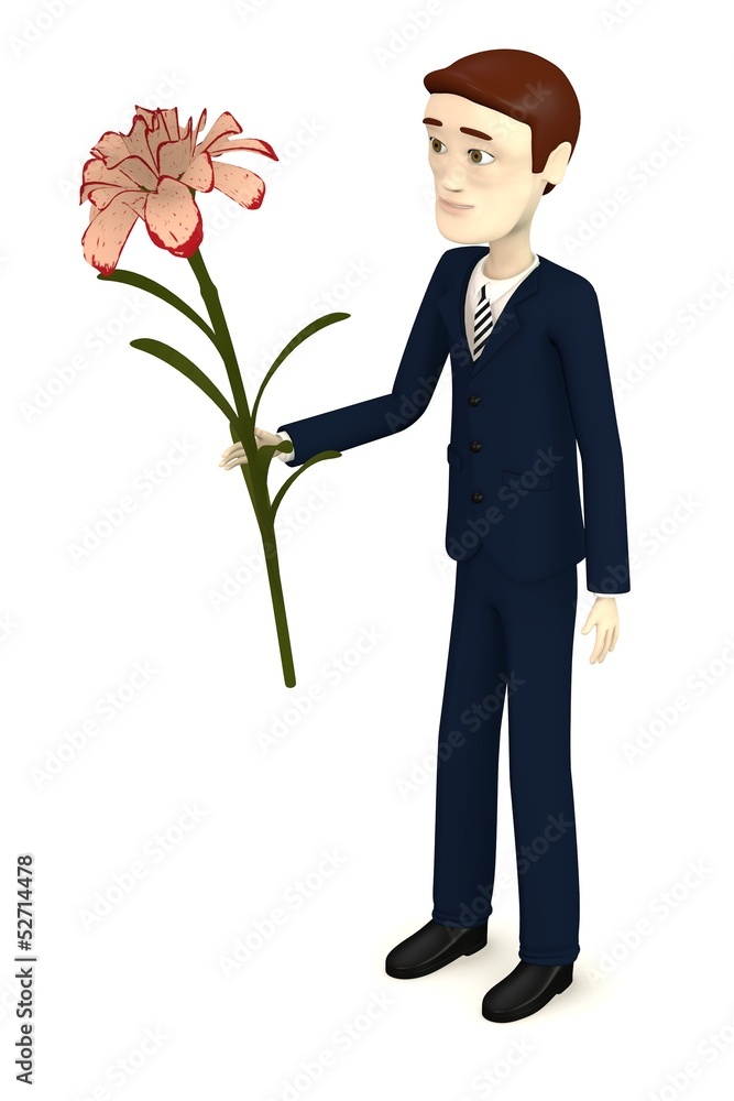 3d render of cartoon character with carnation 3d render of cartoon character with carnation
