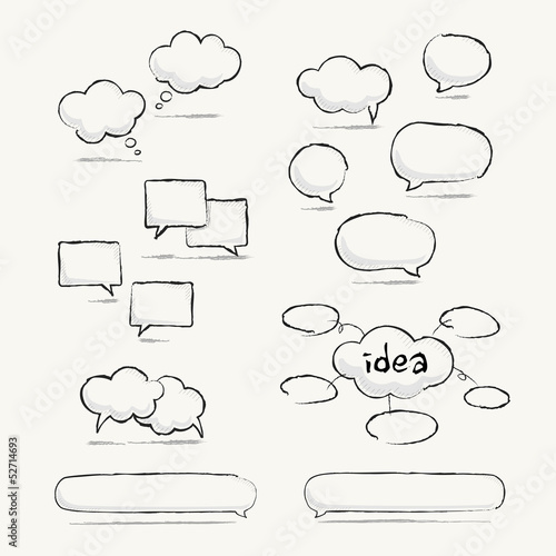 Sketched speech bubble and brain storm