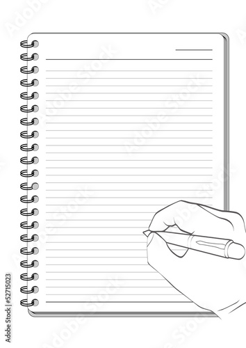 notebook and hand