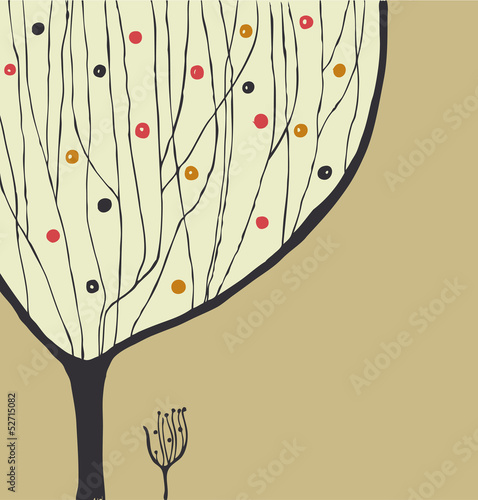 Hand drawn decorative tree. Tree silhouette