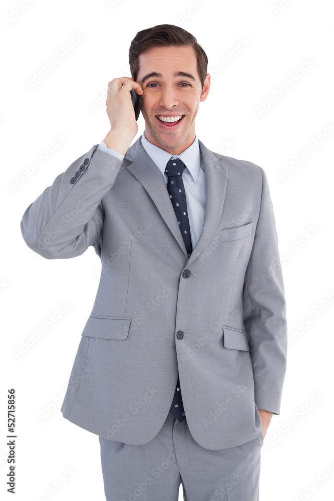 Happy businessman on the phone close up Happy businessman on the phone close up