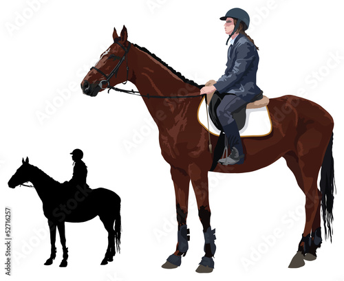 Horse with lady jockey