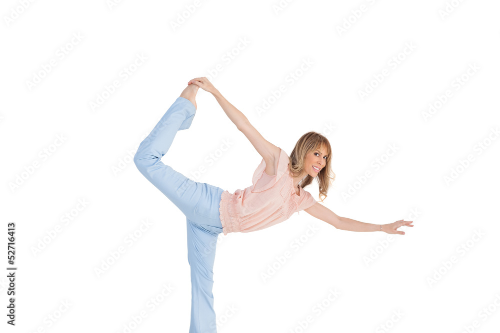 Blonde woman in dance classic position