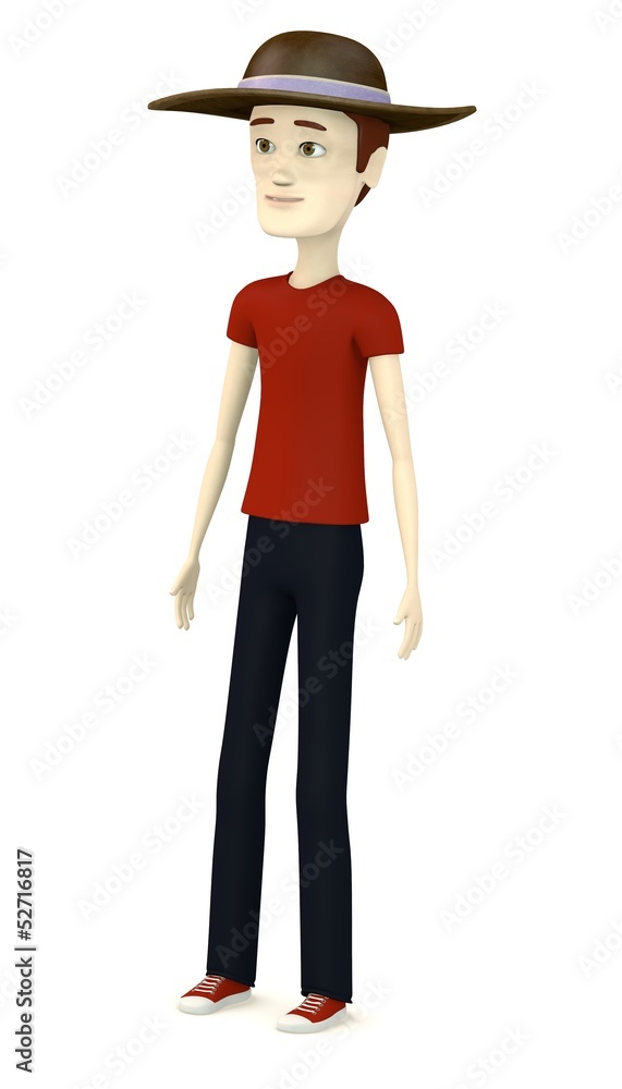 3d render of cartoon character with hat 3d render of cartoon character with hat