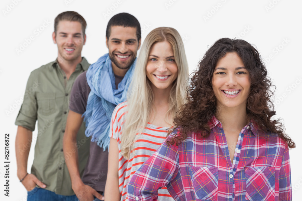 Four fashionable friends looking at camera Four fashionable friends looking at camera