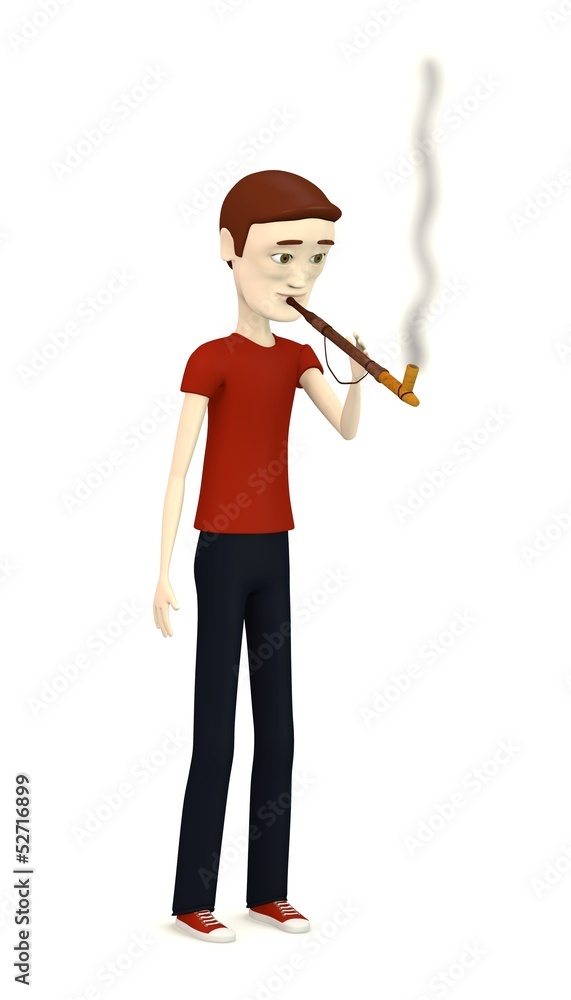 3d render of cartoon character smoking indian pipe 3d render of cartoon character smoking indian pipe