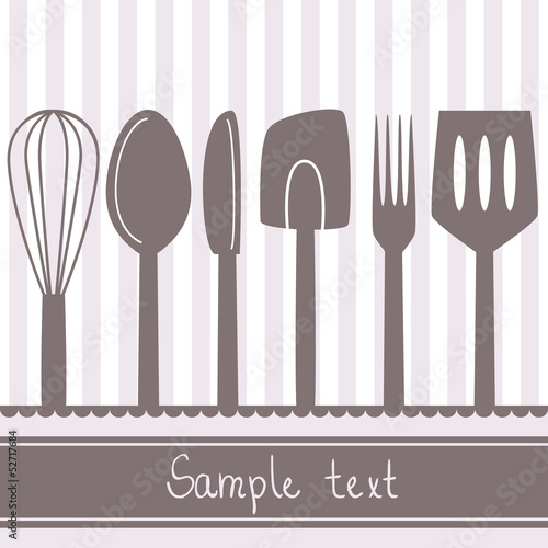 Illustration of kitchen utensils and cutlery
