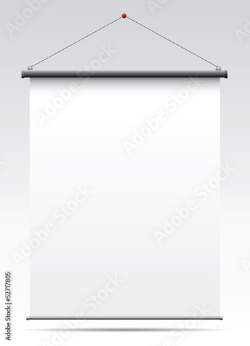 Blank roll up banner on a gray background
