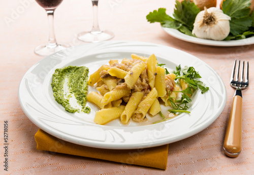 Maccheroni al pettine con sugo di pesce gatto - Italian pasta
