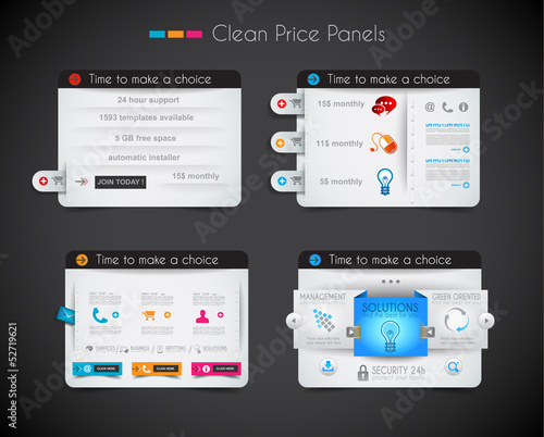 Web price shop panel with space for text and buy now button.