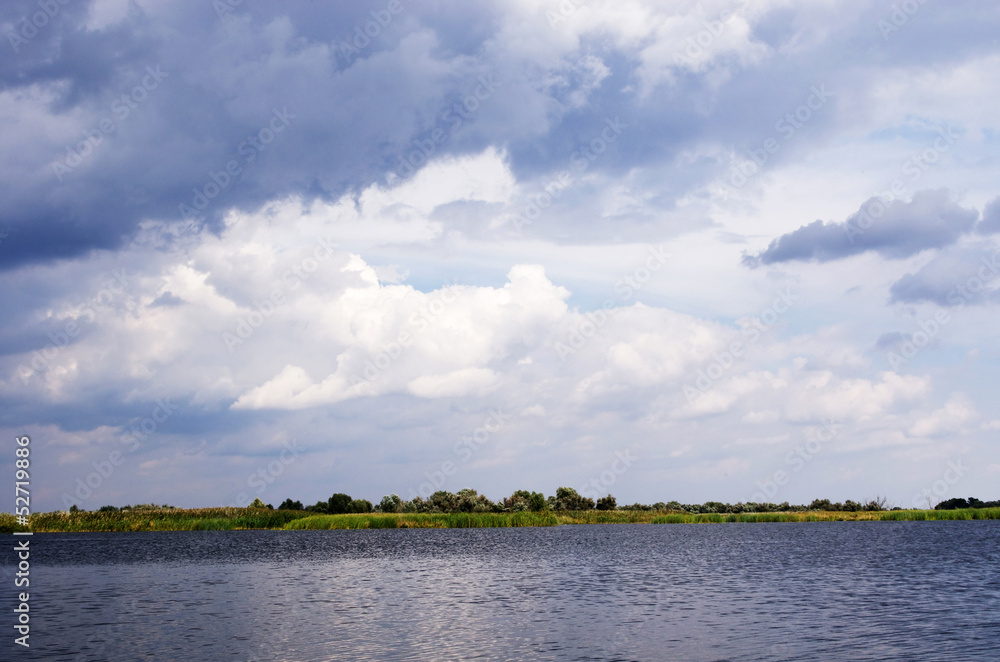 Landscape of reservoir in gloomy weather Landscape of reservoir in gloomy weather