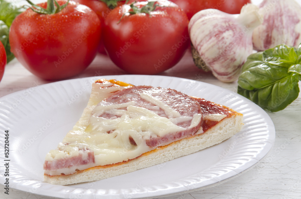 italian pizza with salami and cheese