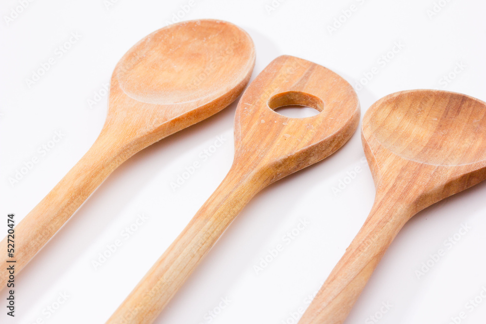 Isolated Wooden Kitchen Utensils