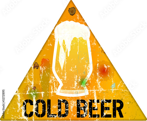 vintage grungy beer sign or bar logo, vector illustration
