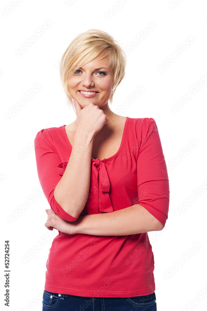 Portrait of beautiful and smiling woman Portrait of beautiful and smiling woman
